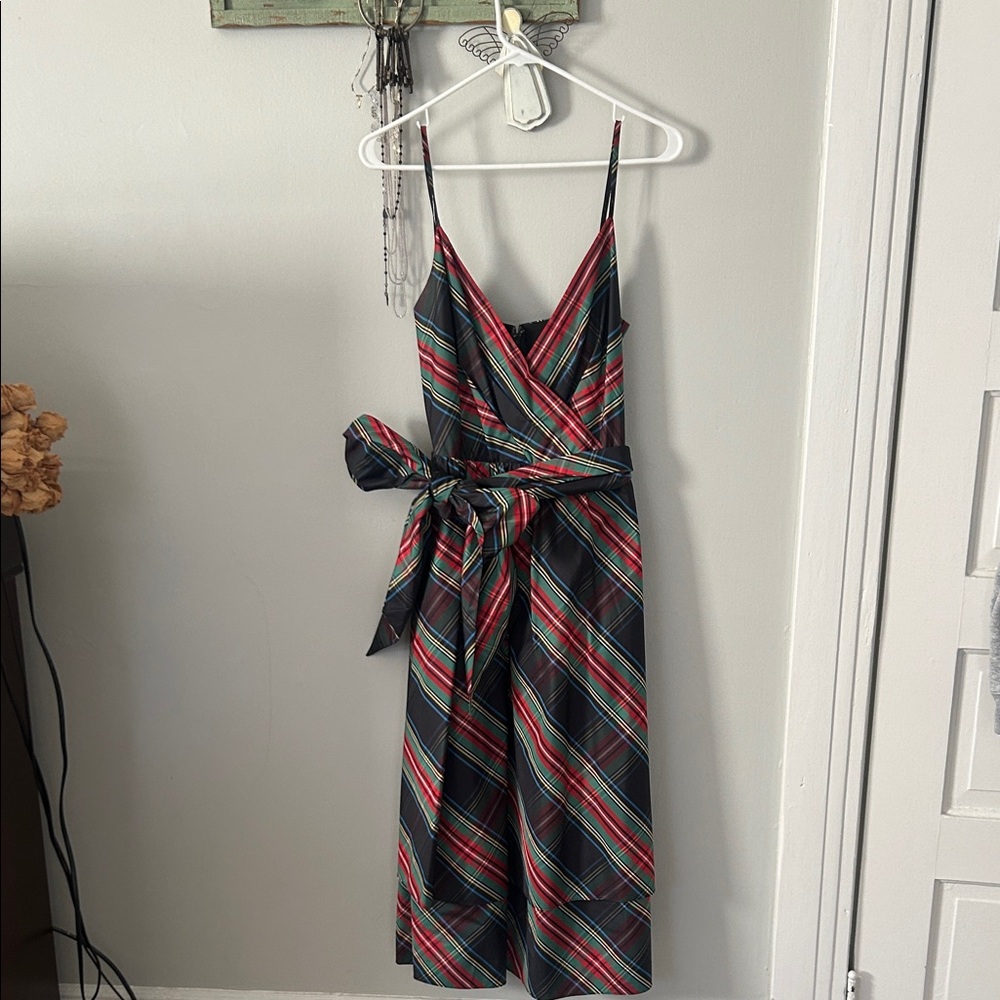 Jcrew Plaid Spaghetti Strap Dress Sash with Bow
